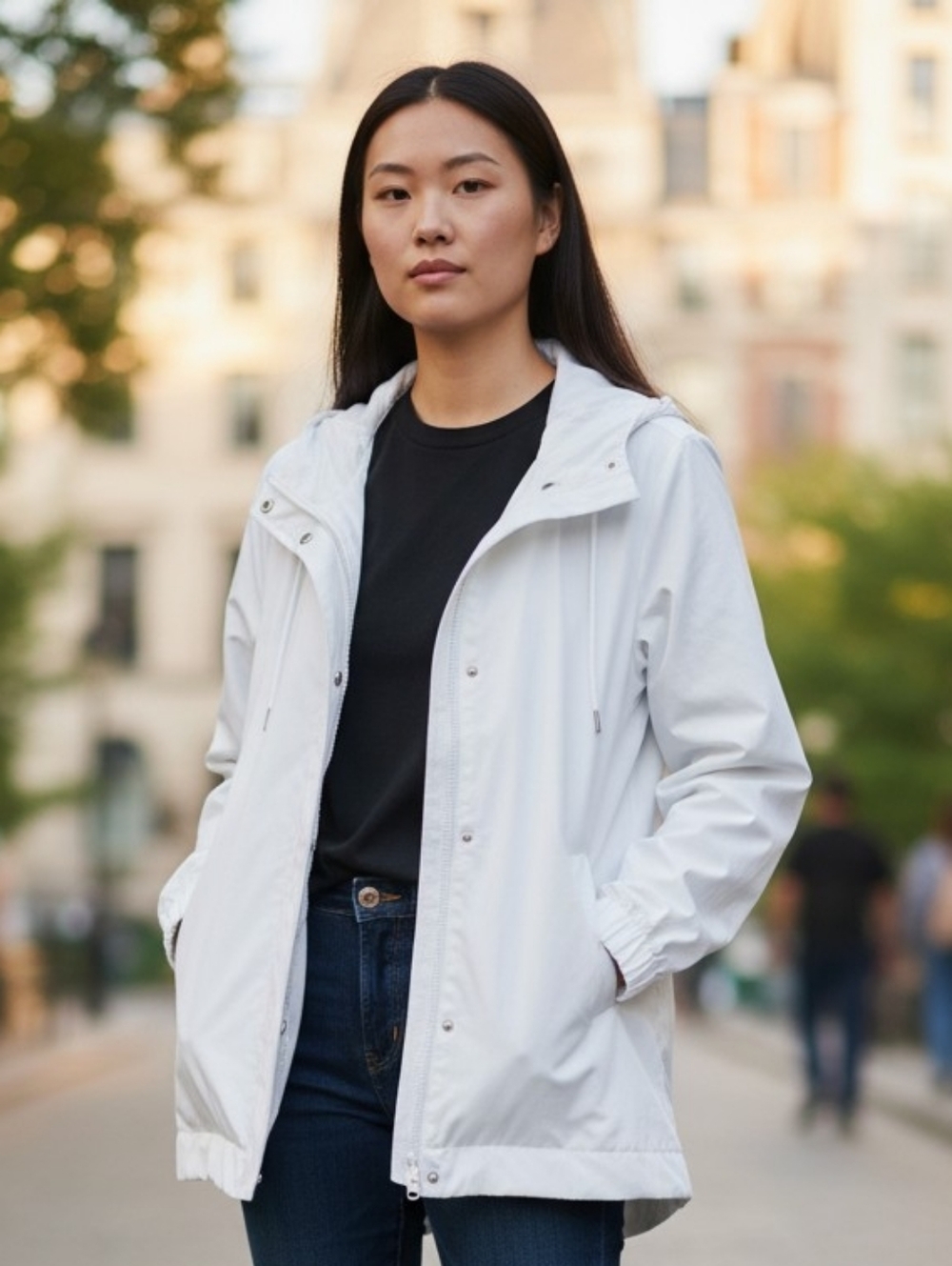T by Talbots White Hooded Utility Jacket